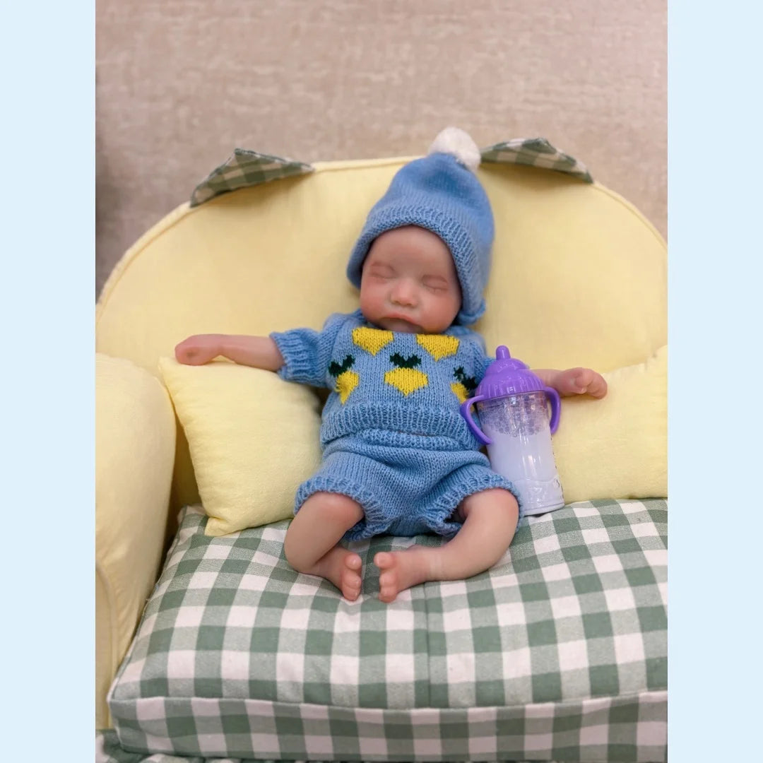 13Inch Close Eyes & Open Mouth Levi Full Body Silicone Bebe Reborn Boy Doll With Painted Bald Lifelike Realistic Newborn Doll lifelikesiliconereborns.com