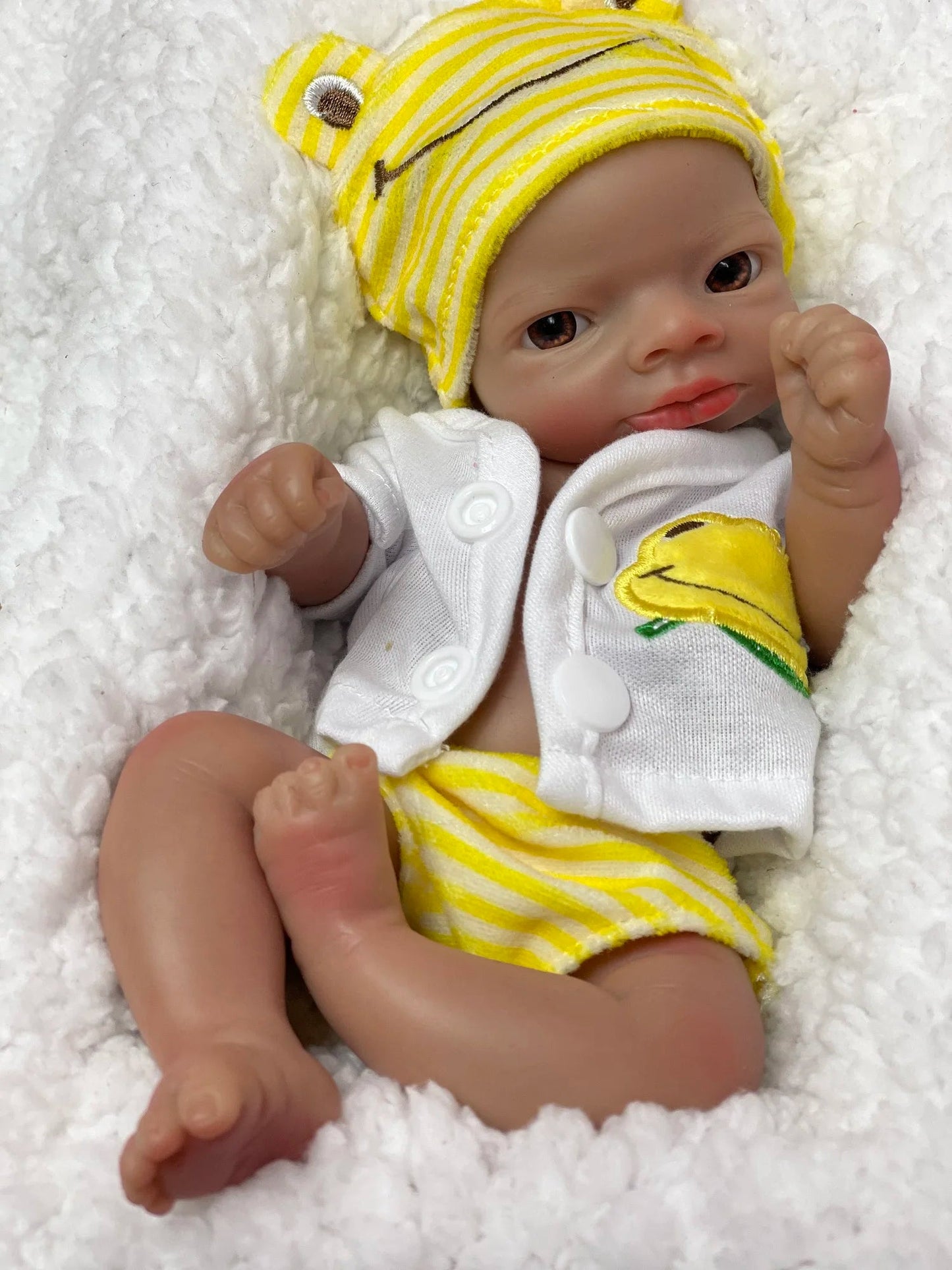 26cm Dark Skin Lanny Solid Silicone Reborn Baby Girl With Painted Skin Handmade Soft Touch Feeling Bebe Reborn reales para niñas lifelikesiliconereborns.com