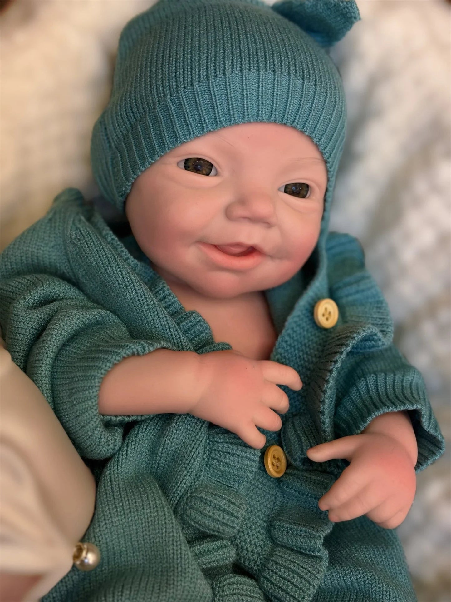 18Inch Open Eyes Full Body Silicone Reborn Girl Doll With  3D Painted Skin Handmade Can Open Mouth Newborn Baby Girl Doll lifelikesiliconereborns.com