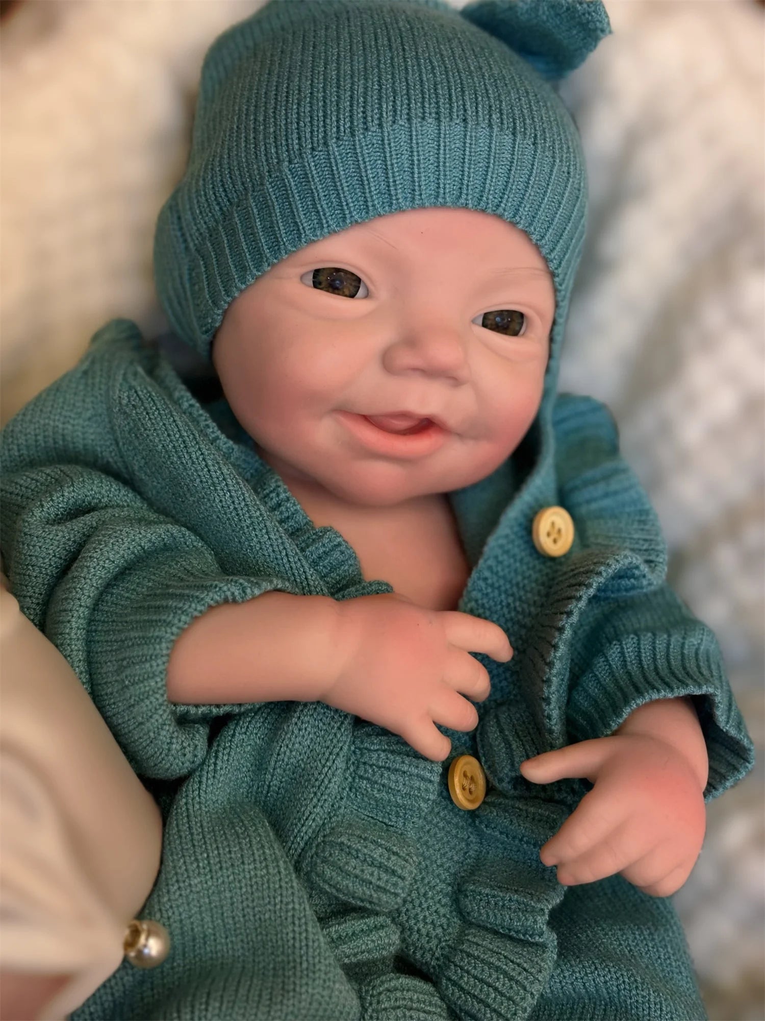 18Inch Open Eyes Full Body Silicone Reborn Girl Doll With  3D Painted Skin Handmade Can Open Mouth Newborn Baby Girl Doll lifelikesiliconereborns.com