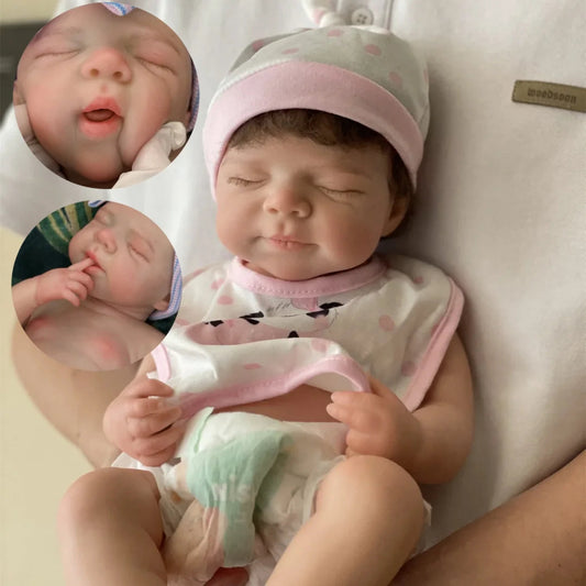 45cm Can Open Mouth Pascale Solid Silicone Bebe Reborn Girl With Rooted Hair Washable Lifelike Realistic Newborn Baby Doll lifelikesiliconereborns.com