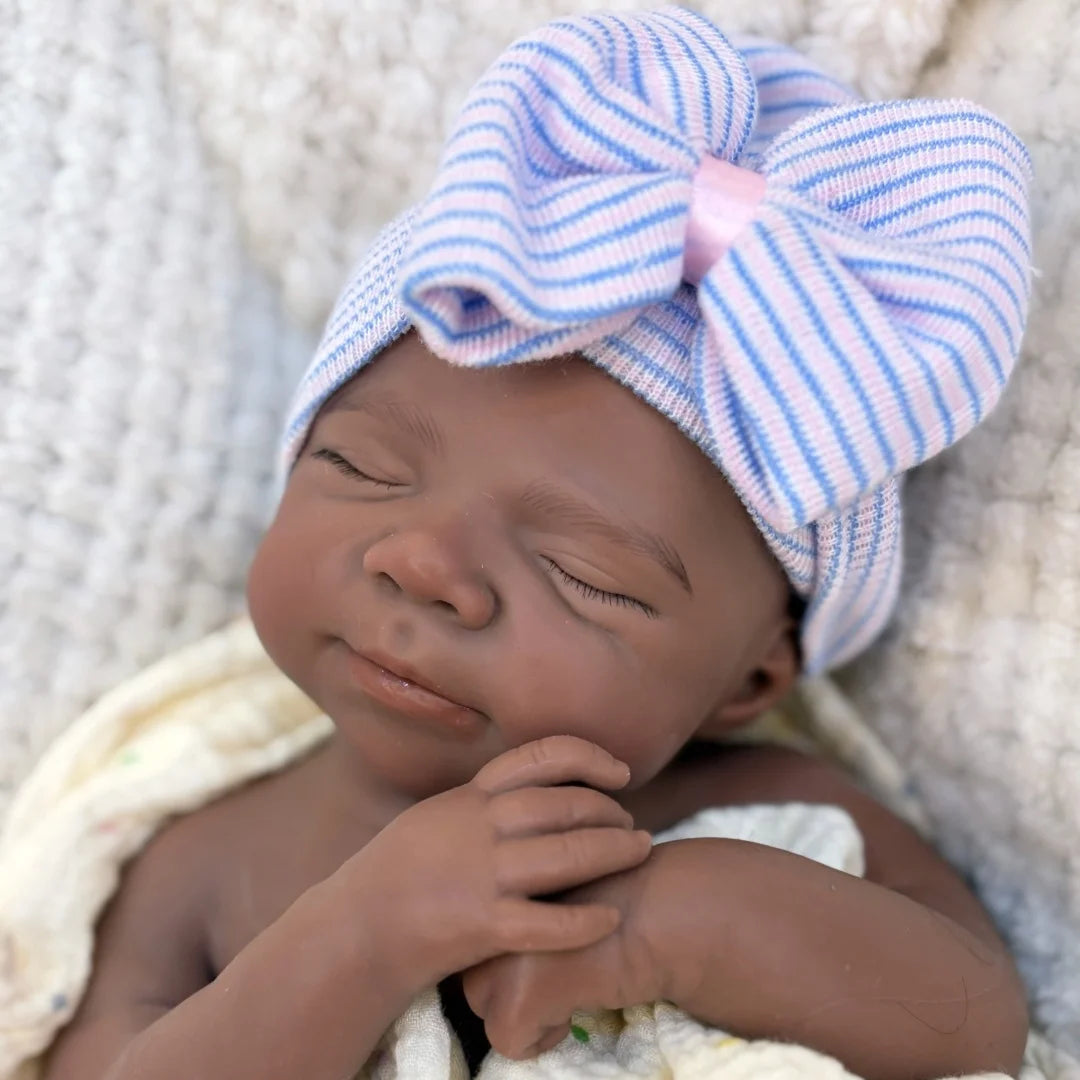 18Inch Can Open Mouth Dark Skin Pascale bebe reborn de silicona Doll With Painted Skin Soft Touch Feeling Rooted Eyelashes Doll lifelikesiliconereborns.com