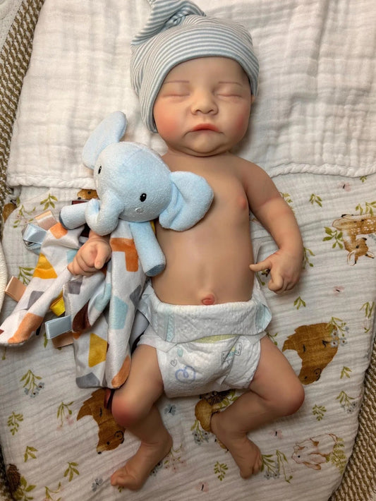 16-Inch (40cm) Cuddly Sleeping Reborn Baby Doll - Lifelike Silicone Boy with Artistic Painting, Openable Mouth Doll lifelikesiliconereborns.com