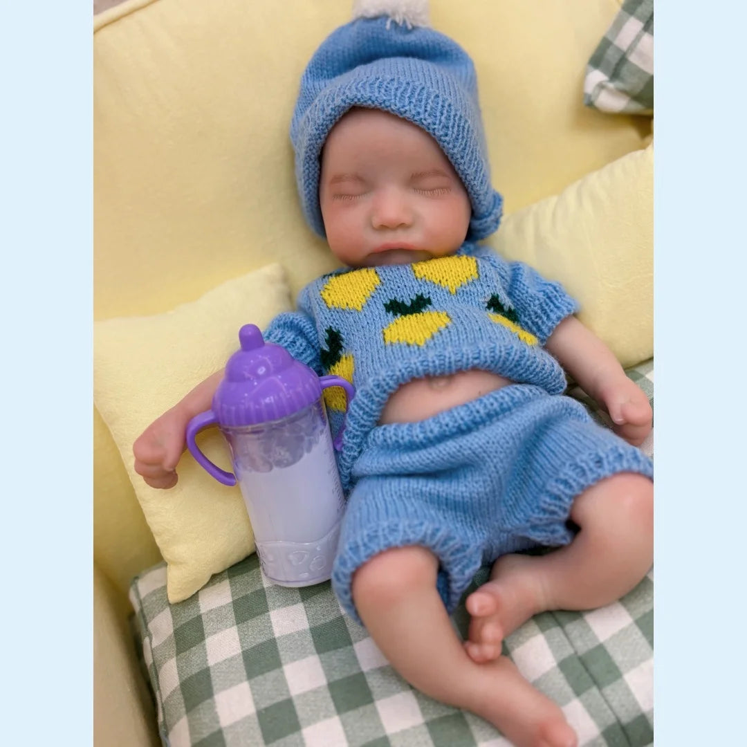 13Inch Close Eyes & Open Mouth Levi Full Body Silicone Bebe Reborn Boy Doll With Painted Bald Lifelike Realistic Newborn Doll lifelikesiliconereborns.com