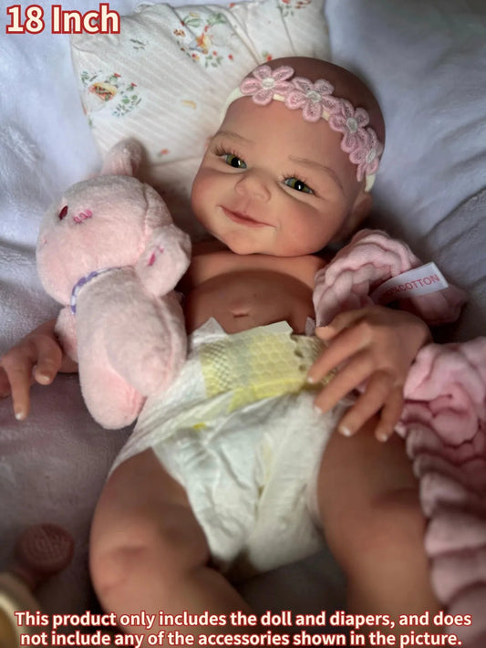 1 PC 18 Inch Silicone Bebe Reborn Doll Handmade Lifelike Newborn Baby Girl For Children Birthday Gifts（Clothes Send Random） lifelikesiliconereborns.com