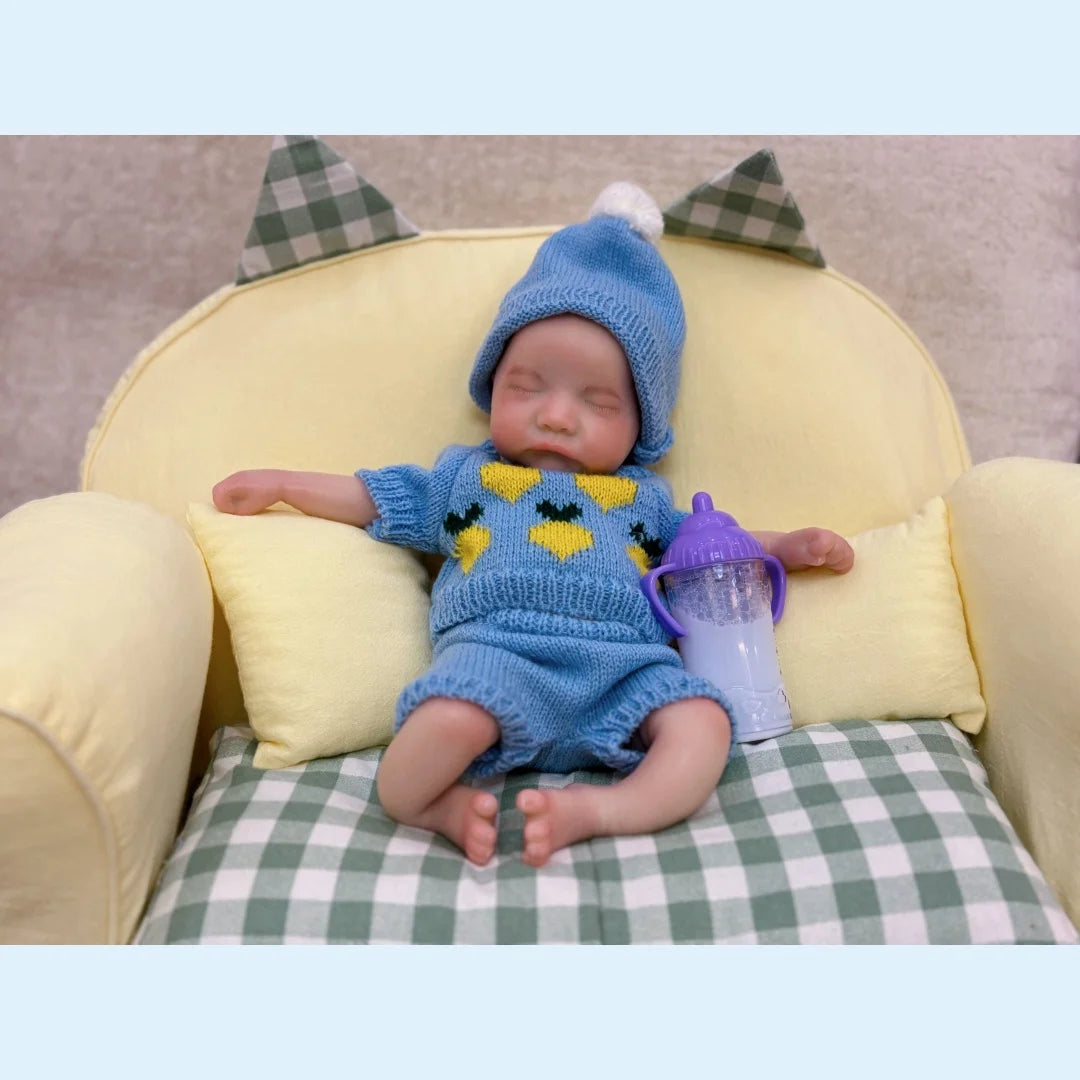 13Inch Close Eyes & Open Mouth Levi Full Body Silicone Bebe Reborn Boy Doll With Painted Bald Lifelike Realistic Newborn Doll lifelikesiliconereborns.com