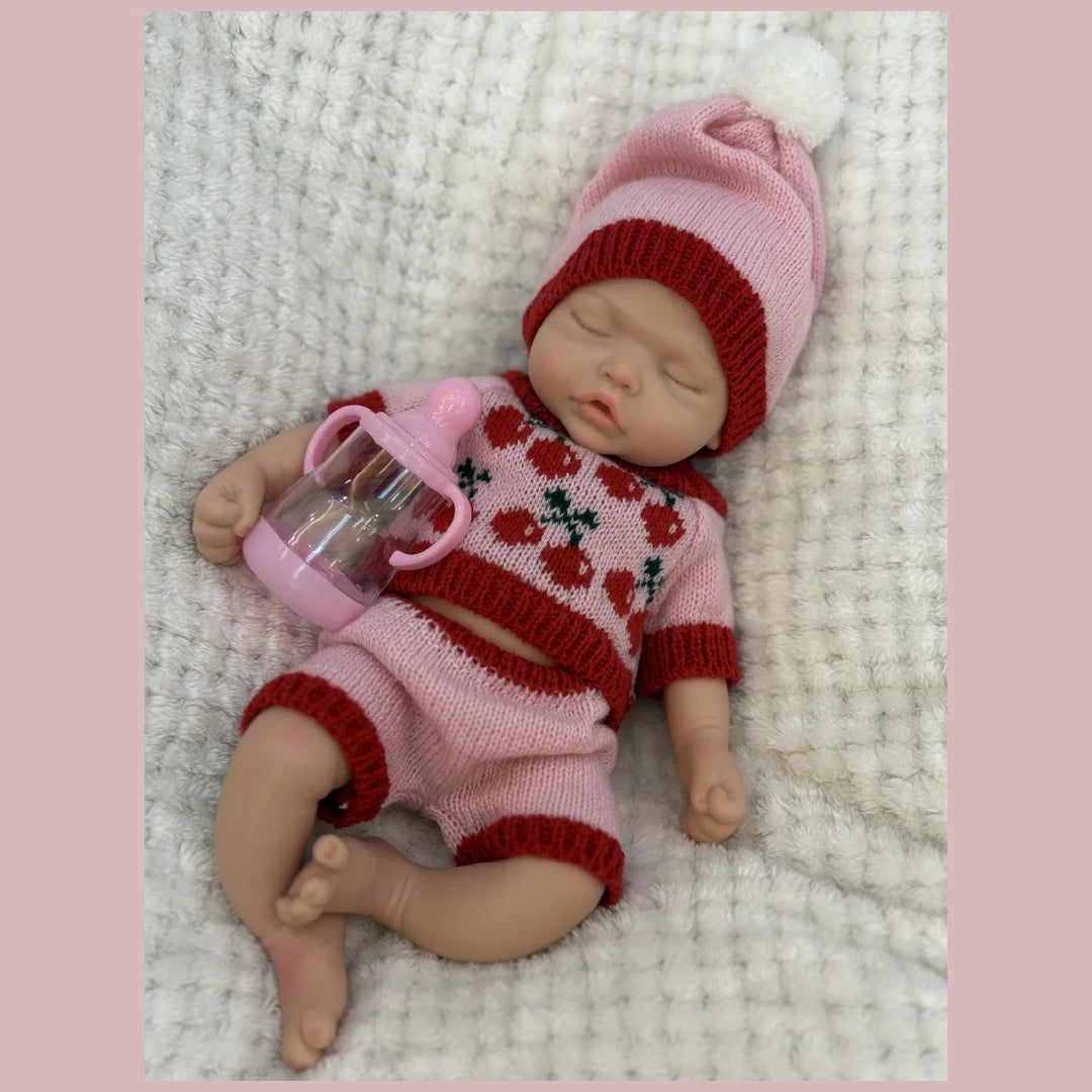 13Inch Waterproof Whole Body Silicone Bebe Reborn Girl Doll With Open Mouth  3D Painted Skin Lifelike Realistic Newborn Doll lifelikesiliconereborns.com