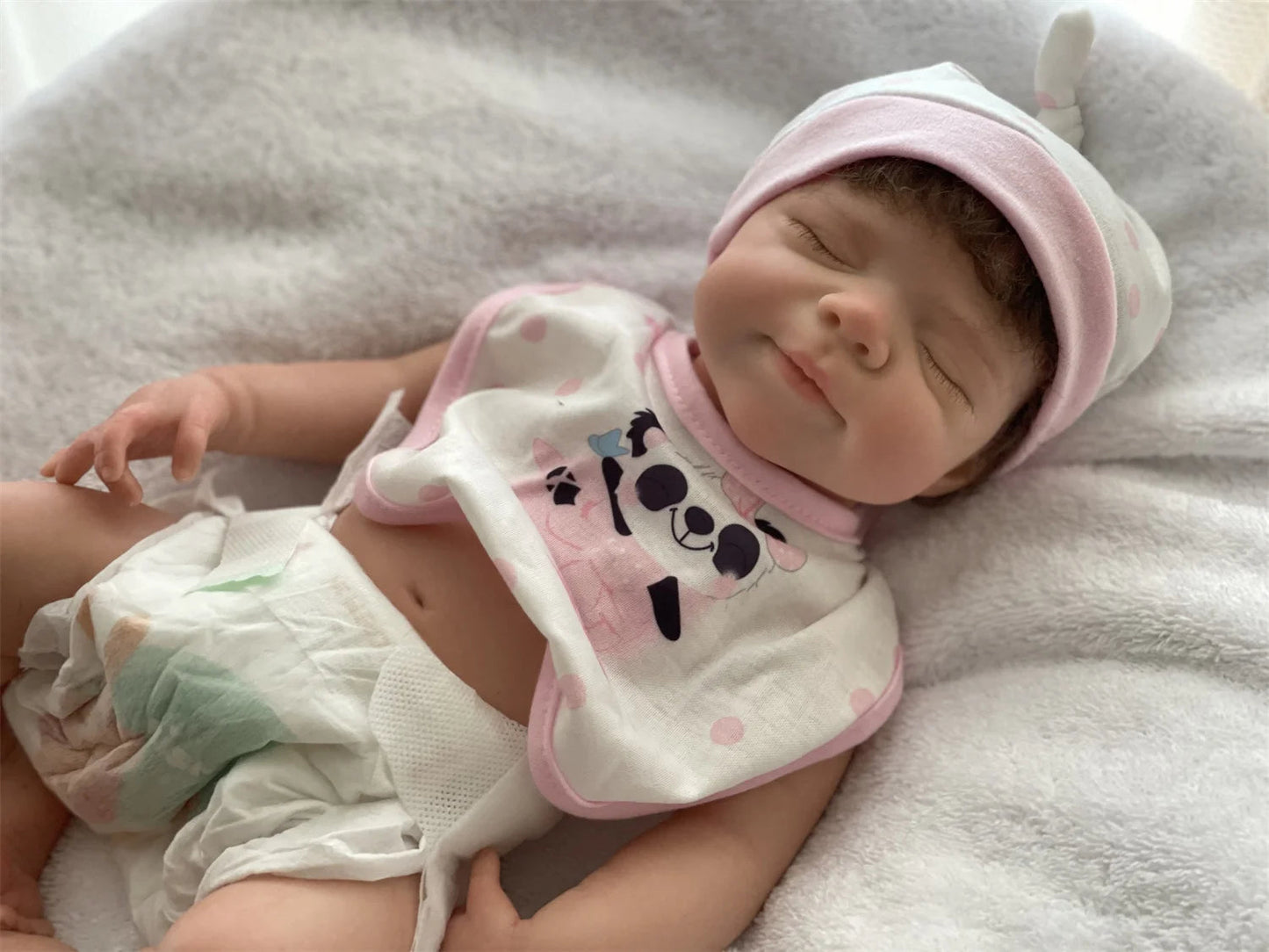 45cm Can Open Mouth Pascale Solid Silicone Bebe Reborn Girl With Rooted Hair Washable Lifelike Realistic Newborn Baby Doll lifelikesiliconereborns.com