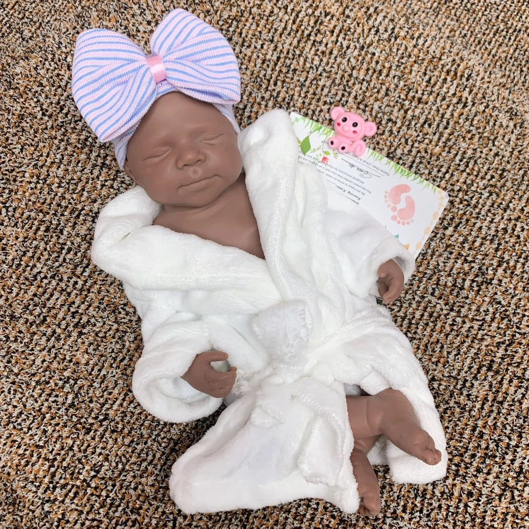 18Inch Can Open Mouth Dark Skin Pascale bebe reborn de silicona Doll With Painted Skin Soft Touch Feeling Rooted Eyelashes Doll lifelikesiliconereborns.com