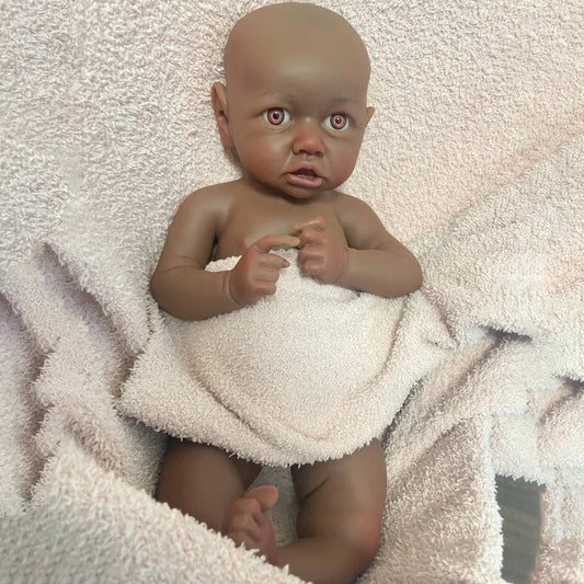 100% Siold Silicone Reborn Baby Dark African Girl 18Inch Collectibles Realistic Soft Waterproof Baby Doll Gift lifelikesiliconereborns.com