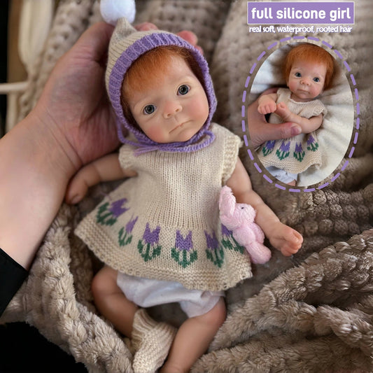 1PC 10inch Open Mouth Girl With Hair Full Solid Soft Silicone Reborn Bebe Doll Waterproof Newborn Baby Lifelike Painted Doll Toy lifelikesiliconereborns.com