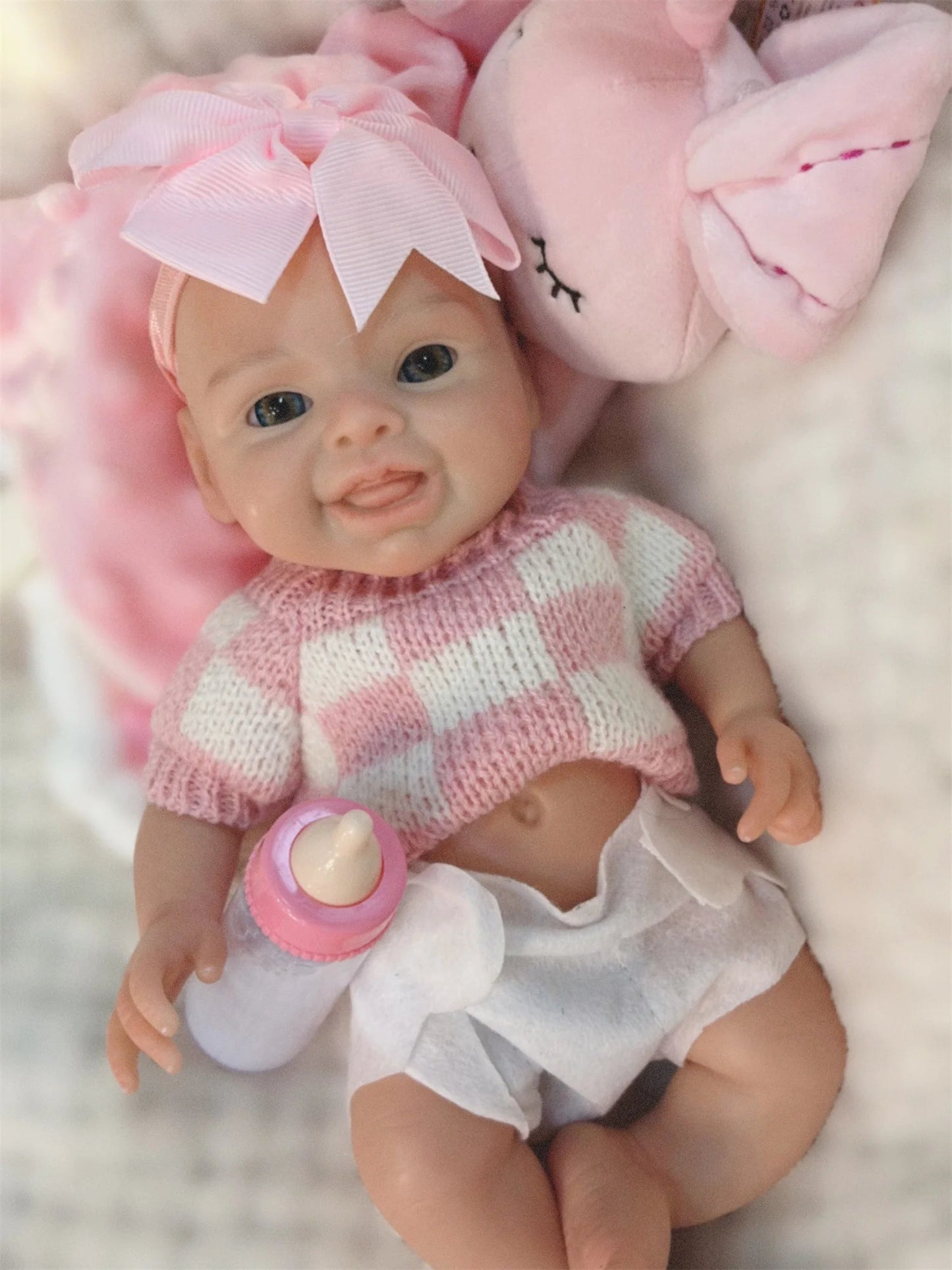 10Inch Reborn Baby Doll Girl Mini Harper Full Body Soft Solid Silicone Painted Newborn Dolls Toys For Kid's Christmas Gifts lifelikesiliconereborns.com