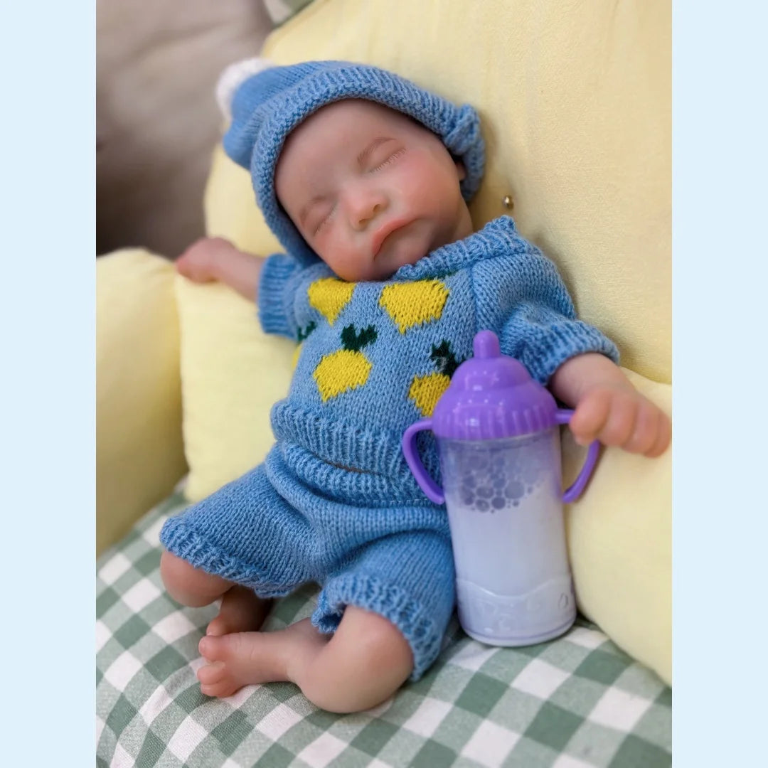 13Inch Close Eyes & Open Mouth Levi Full Body Silicone Bebe Reborn Boy Doll With Painted Bald Lifelike Realistic Newborn Doll lifelikesiliconereborns.com