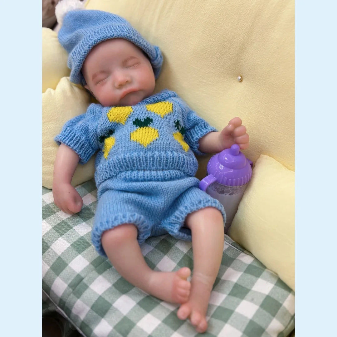 13Inch Close Eyes & Open Mouth Levi Full Body Silicone Bebe Reborn Boy Doll With Painted Bald Lifelike Realistic Newborn Doll lifelikesiliconereborns.com