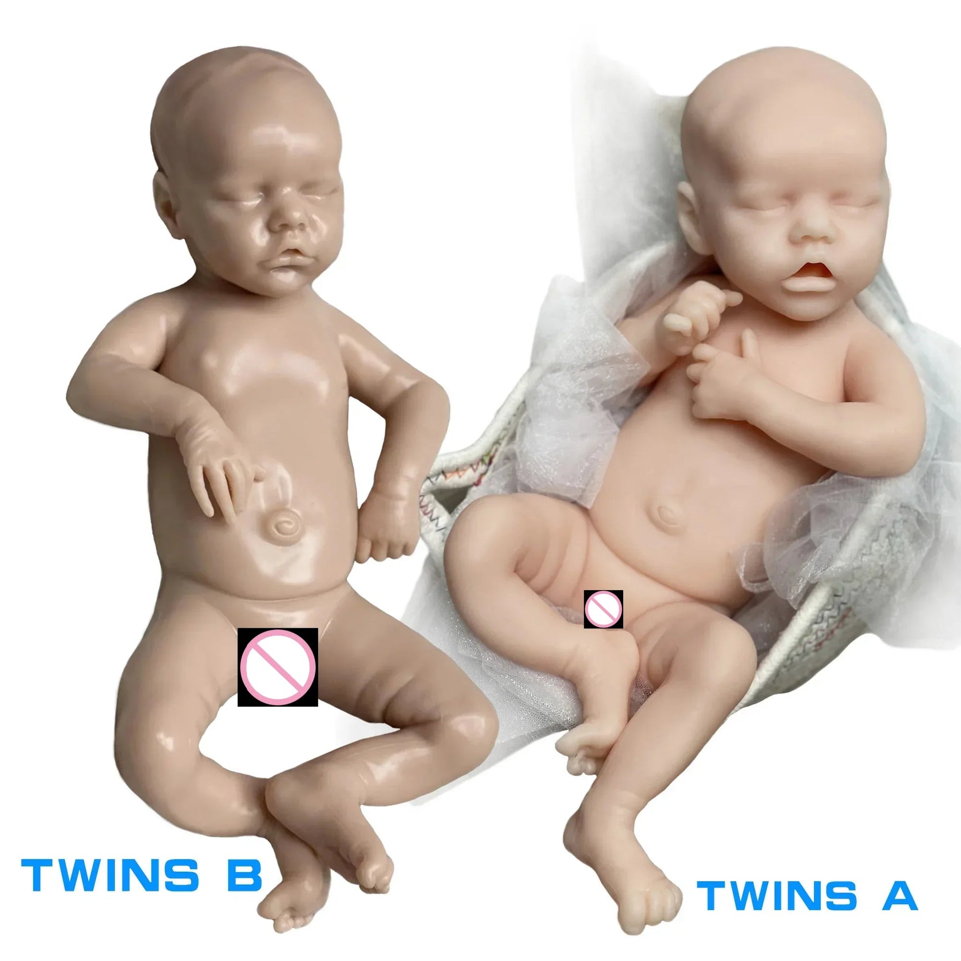 40-45cm Twins Full Body Solid Silicone Bebe Reborn Girls 3D Painted Skin Soft Touch Reborn Baby Girls For Family's Gift lifelikesiliconereborns.com