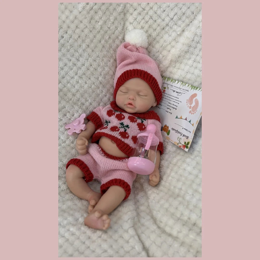 13Inch Waterproof Whole Body Silicone Bebe Reborn Girl Doll With Open Mouth  3D Painted Skin Lifelike Realistic Newborn Doll lifelikesiliconereborns.com
