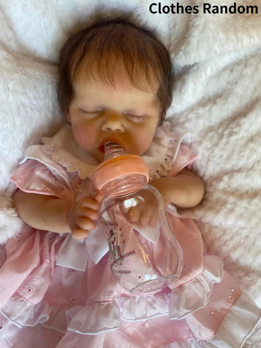18 Inch Silicone Twins A Girl Soft Touch Reborn Baby Doll Bebe Reborn With Rooted Hair(Clothes Random) lifelikesiliconereborns.com