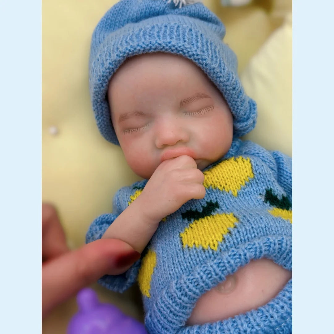 13Inch Close Eyes & Open Mouth Levi Full Body Silicone Bebe Reborn Boy Doll With Painted Bald Lifelike Realistic Newborn Doll lifelikesiliconereborns.com