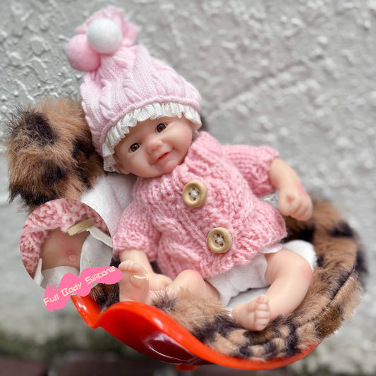 6Inch Mini Adorable Vivienne Reborn Dolls Painted Full Body Silicone Realistic Newborn Baby Doll Toys For Kid's Gift Bebê Reborn lifelikesiliconereborns.com