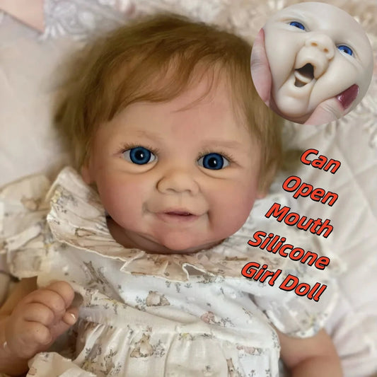 18Inch Can Open Mouth Vivienne Full Body Silicone Bebe Reborn Girl Painted Handmade reborn bébé silicone complet tout le corps lifelikesiliconereborns.com
