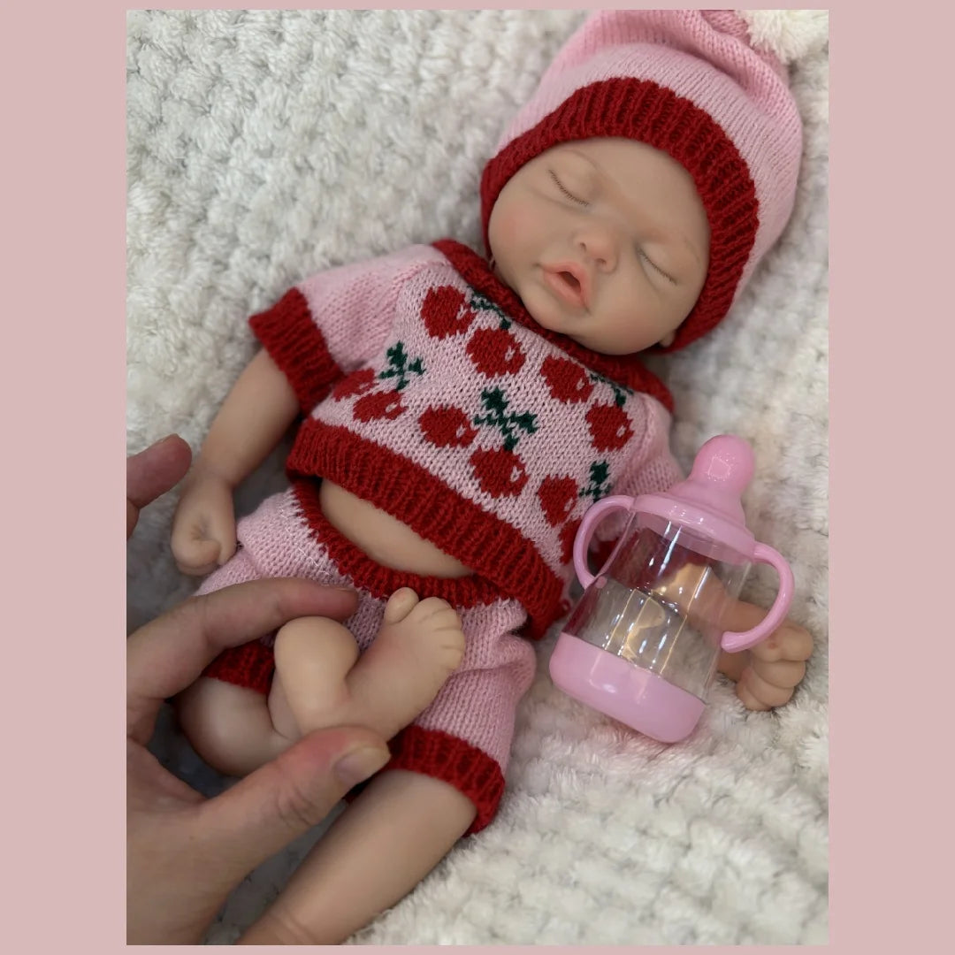 13Inch Waterproof Whole Body Silicone Bebe Reborn Girl Doll With Open Mouth  3D Painted Skin Lifelike Realistic Newborn Doll lifelikesiliconereborns.com