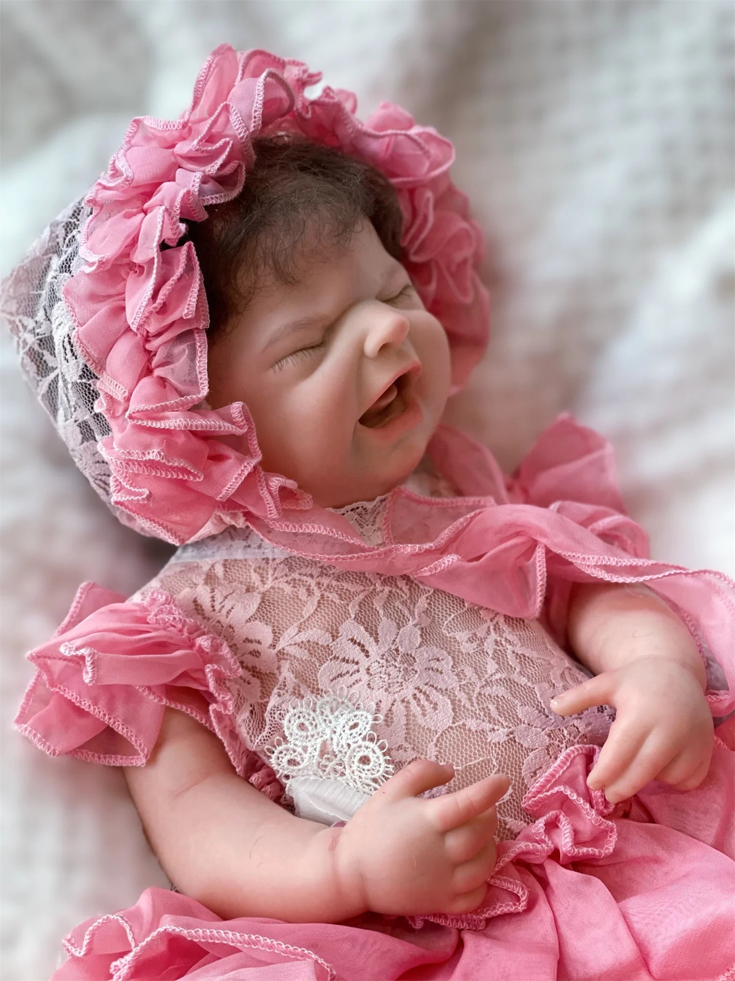 18Inch Washable Maria Solid Silicone Bebe Reborn Girl With Rooted Hair 3D Paint Skin Soft Touch Lifelike Real Newborn Baby Doll lifelikesiliconereborns.com