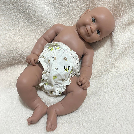 Washable 20 Inch Full Body Realistic Silicone Reborn Baby Doll Lifelike Infant African Smile Girl Artist Collectible lifelikesiliconereborns.com