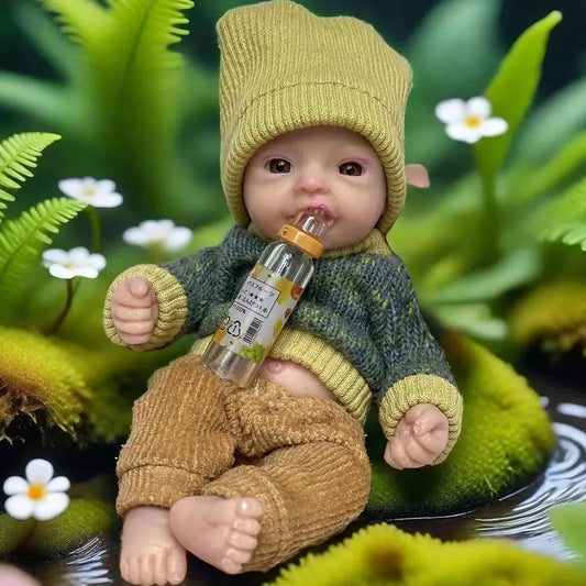 15CM Painted Full Solid Silicone Bebe Boy Reborn Baby Dolls Handmade Cute Mini Palm Dolls Reborn Silicone Dolls реборн мальчик lifelikesiliconereborns.com