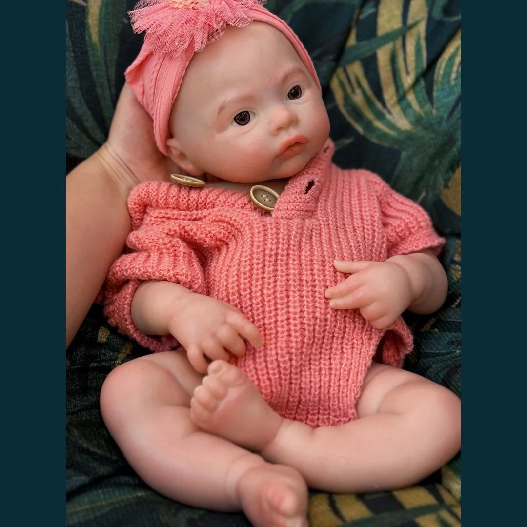 45cm Meadow Can Open Mouth  Solid bebe reborn de silicona Girl Doll With 3D Painted Skin Lifelike Real Reborn Baby Doll lifelikesiliconereborns.com