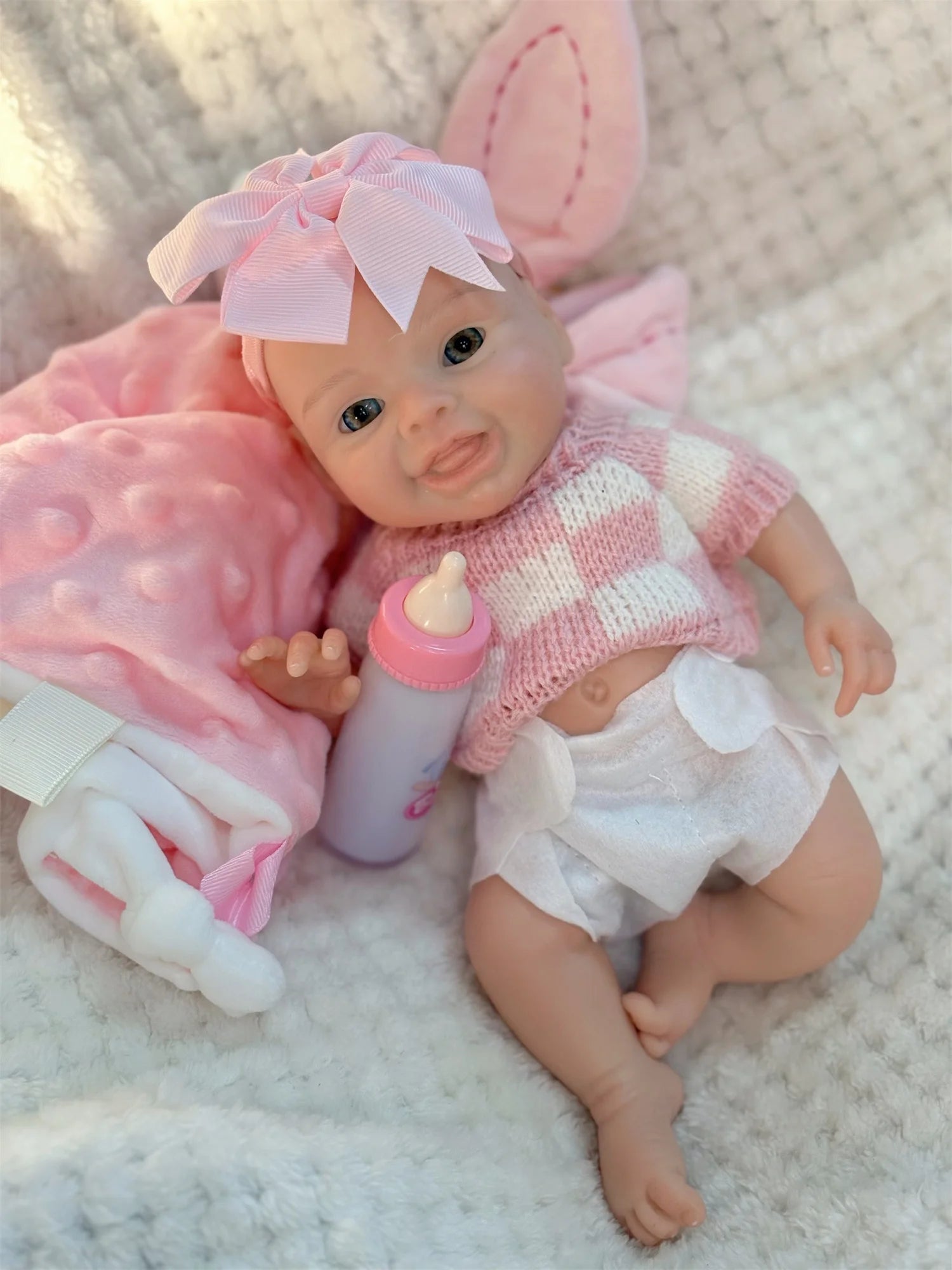 10Inch Reborn Baby Doll Girl Mini Harper Full Body Soft Solid Silicone Painted Newborn Dolls Toys For Kid's Christmas Gifts lifelikesiliconereborns.com