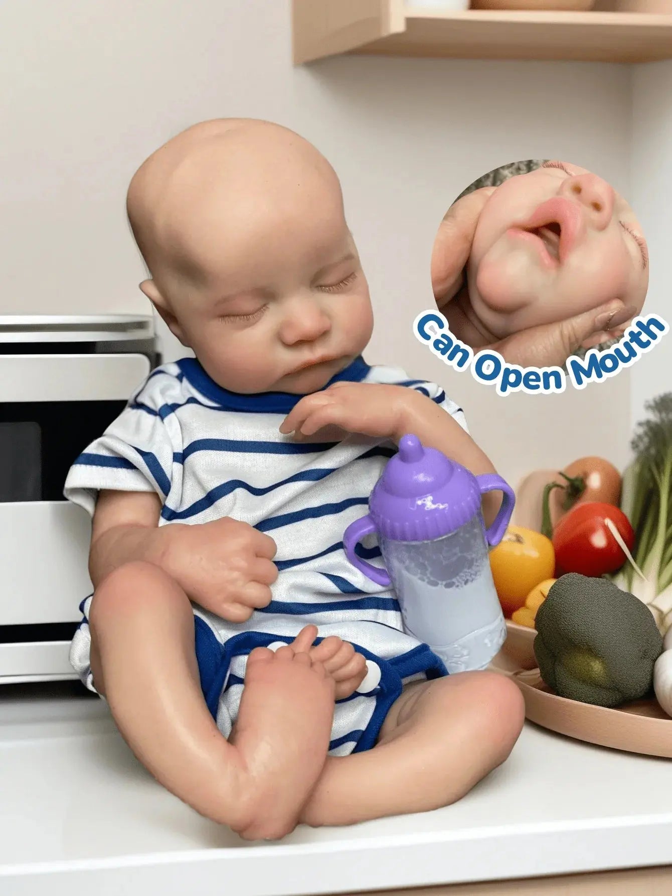 Saskia 16-Inch Cuddly Sleeping Reborn Baby Doll - Lifelike Silicone Boy with Artistic Painting, Openable Mouth Baby Doll lifelikesiliconereborns.com