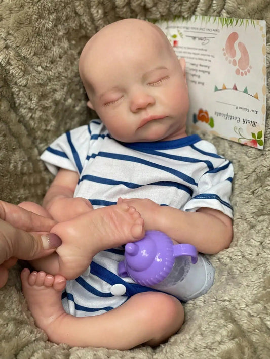 Saskia 16-Inch Cuddly Sleeping Reborn Baby Doll - Lifelike Silicone Boy with Artistic Painting, Openable Mouth Baby Doll lifelikesiliconereborns.com