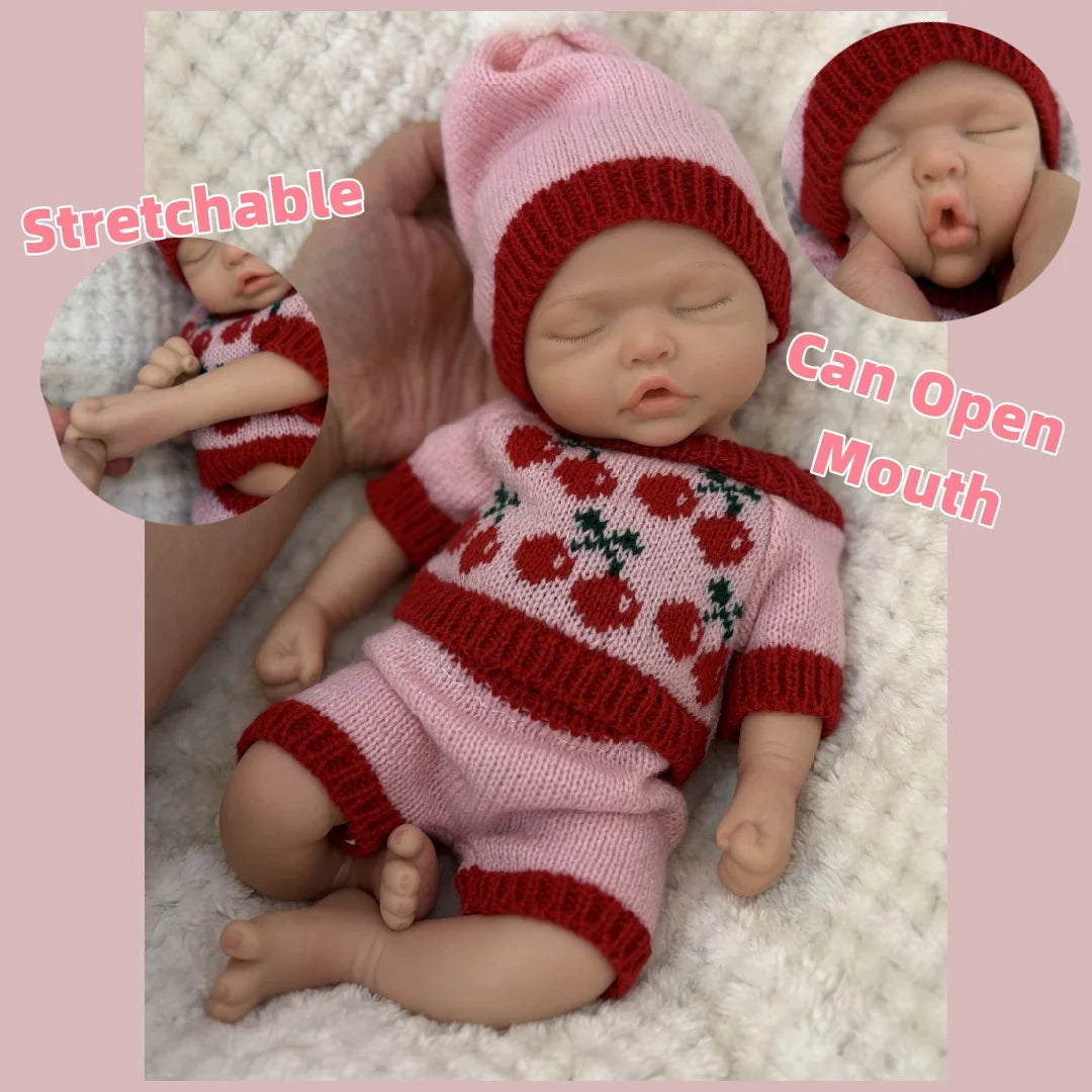 13Inch Waterproof Whole Body Silicone Bebe Reborn Girl Doll With Open Mouth  3D Painted Skin Lifelike Realistic Newborn Doll lifelikesiliconereborns.com