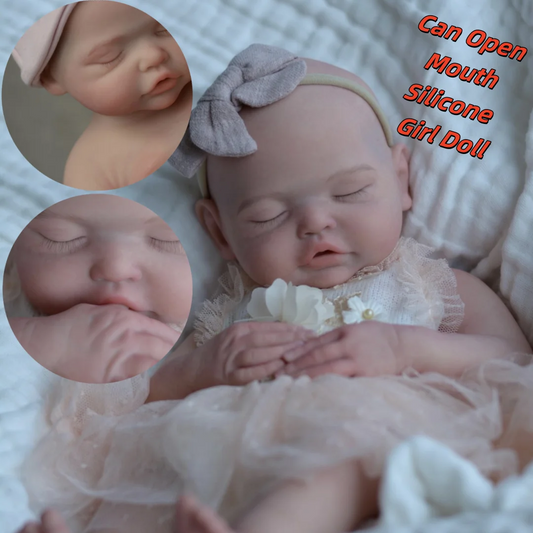 18Inch Can Open Mouth&Washable Solid Silicone Bebe Reborn Girl With Painted Skin Silicone Doll Lifelike De Silicona Girl Doll lifelikesiliconereborns.com