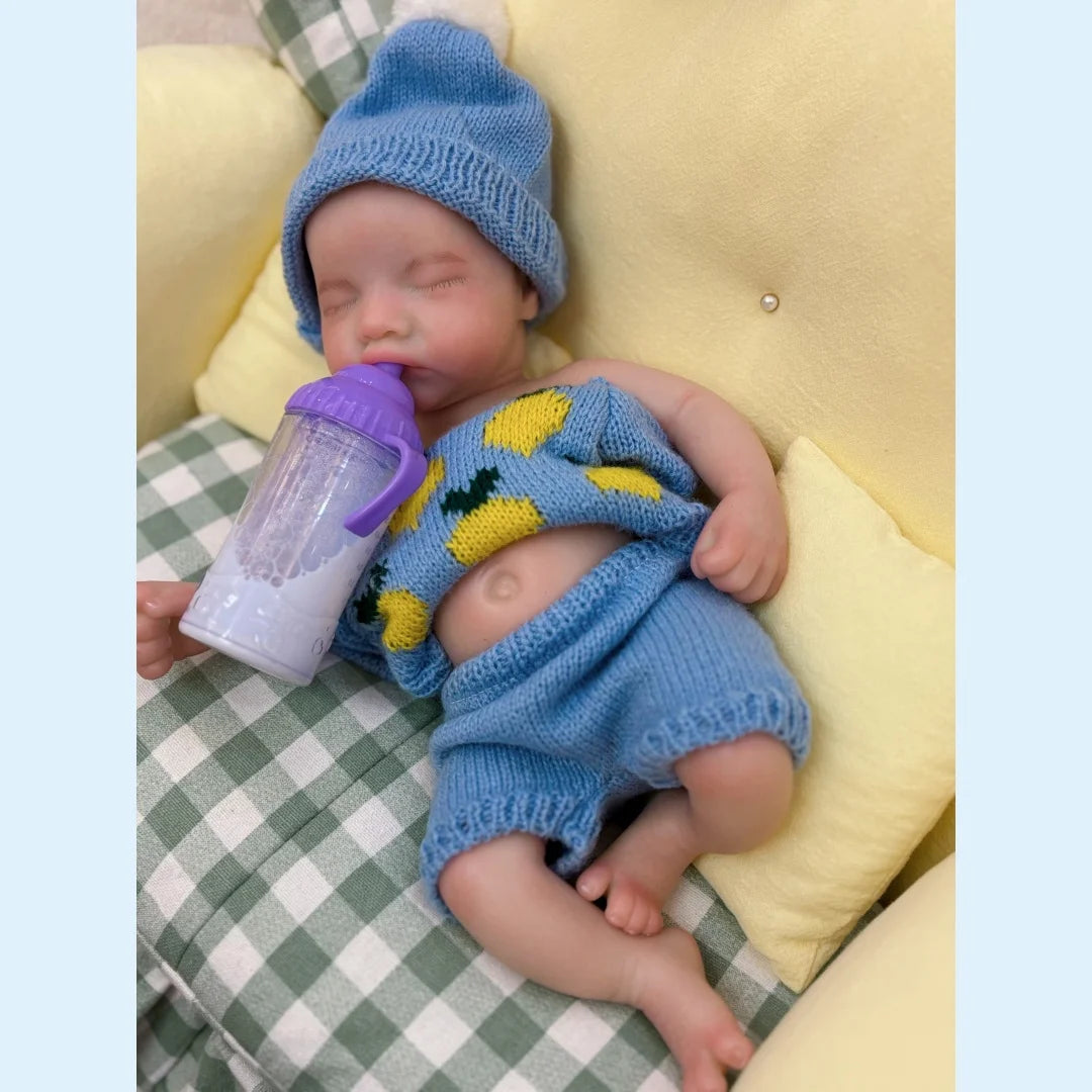 13Inch Close Eyes & Open Mouth Levi Full Body Silicone Bebe Reborn Boy Doll With Painted Bald Lifelike Realistic Newborn Doll lifelikesiliconereborns.com