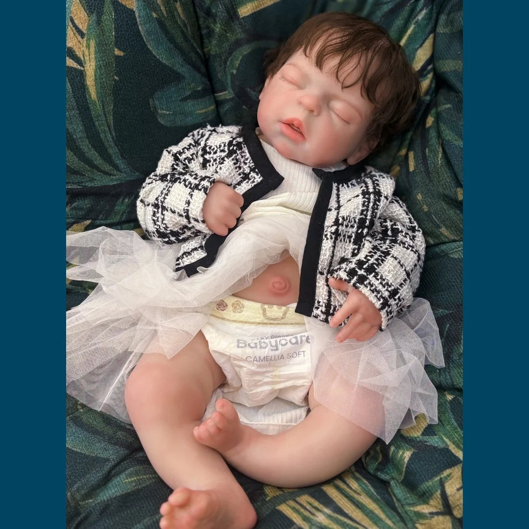 22Inch Big Size Can Open Mouth bébé reborn de silicona Girl Doll With Rooted Hair Soft Touch Flexible Reborn Toddler  Doll lifelikesiliconereborns.com