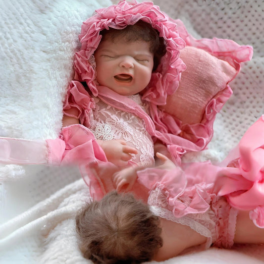 18Inch Washable Maria Solid Silicone Bebe Reborn Girl With Rooted Hair 3D Paint Skin Soft Touch Lifelike Real Newborn Baby Doll lifelikesiliconereborns.com