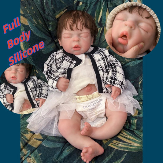 22Inch Big Size Can Open Mouth bébé reborn de silicona Girl Doll With Rooted Hair Soft Touch Flexible Reborn Toddler  Doll lifelikesiliconereborns.com