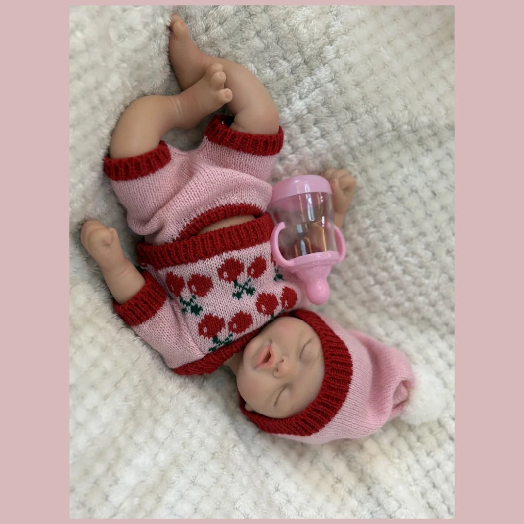 13Inch Waterproof Whole Body Silicone Bebe Reborn Girl Doll With Open Mouth  3D Painted Skin Lifelike Realistic Newborn Doll lifelikesiliconereborns.com