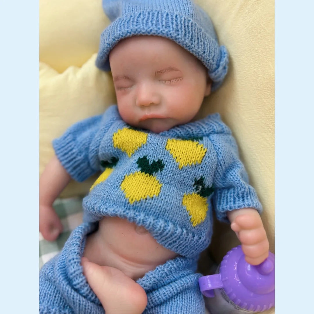 13Inch Close Eyes & Open Mouth Levi Full Body Silicone Bebe Reborn Boy Doll With Painted Bald Lifelike Realistic Newborn Doll lifelikesiliconereborns.com