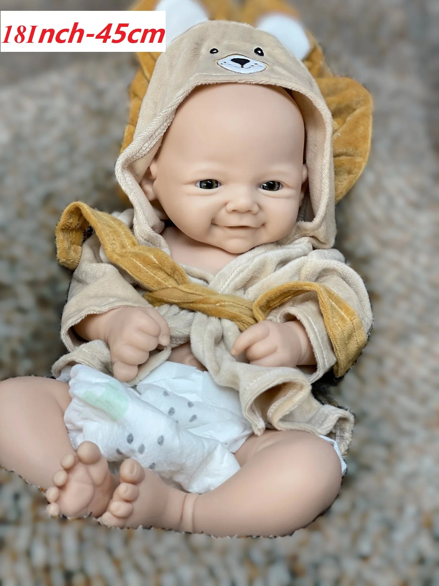 18Inch/2 Styles Unpained Vivienne Full Body Solid Silicone Bebe Reborn Girls Washable Reborn Dolls Handmade Lifelike Solid Doll lifelikesiliconereborns.com
