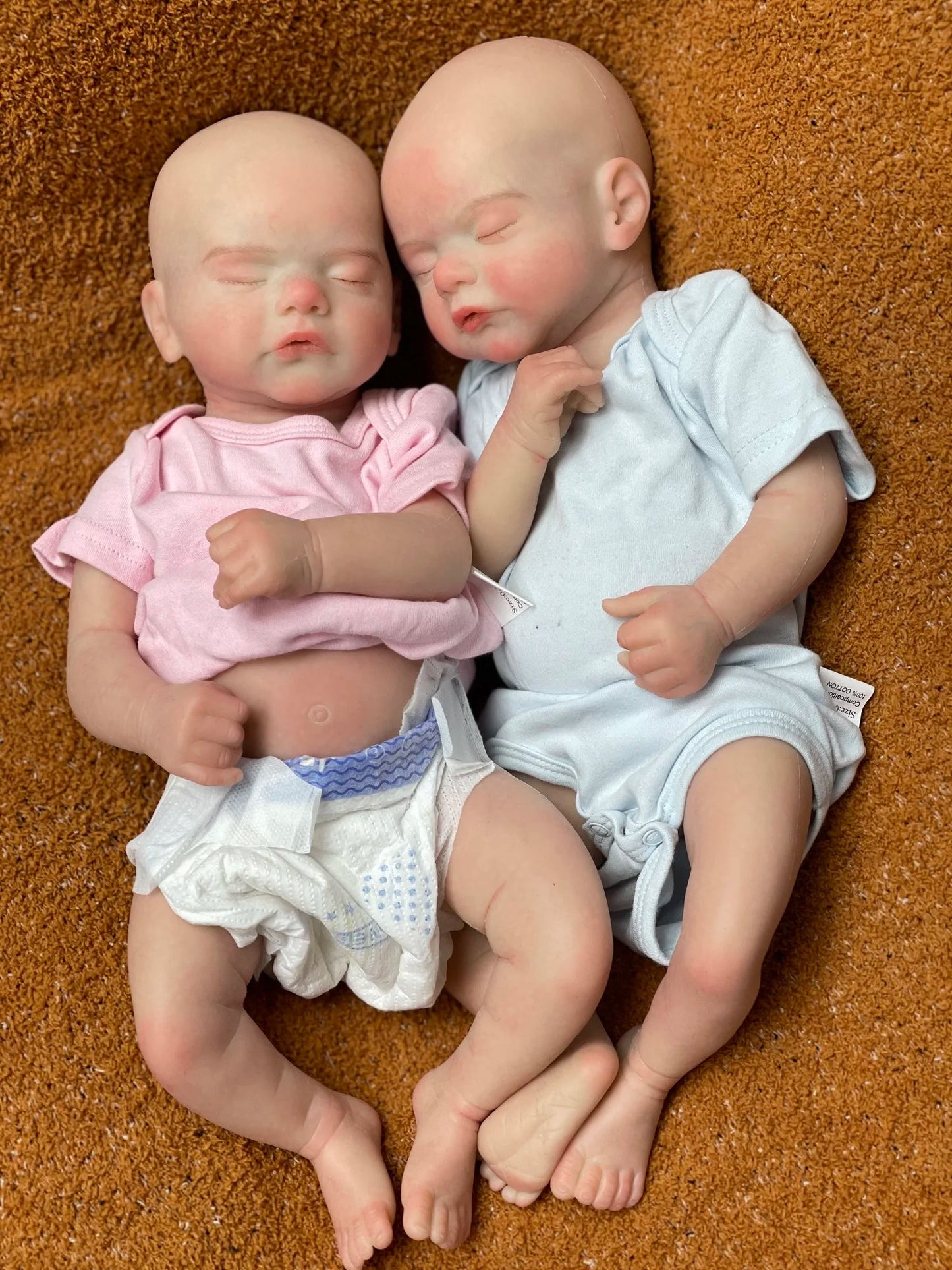 Can Open Mouth 45cm Twins Sam Reborn Baby Girl and Boy Full Body Solid Silicone Un/Painted Bebe Reborn Soft Touch Feeling Doll lifelikesiliconereborns.com