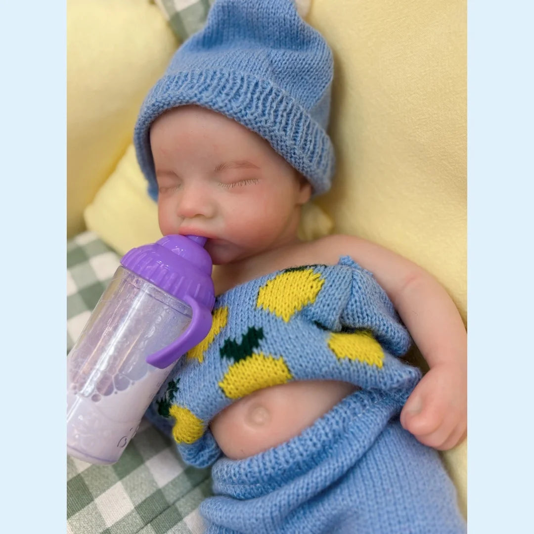 13Inch Close Eyes & Open Mouth Levi Full Body Silicone Bebe Reborn Boy Doll With Painted Bald Lifelike Realistic Newborn Doll lifelikesiliconereborns.com