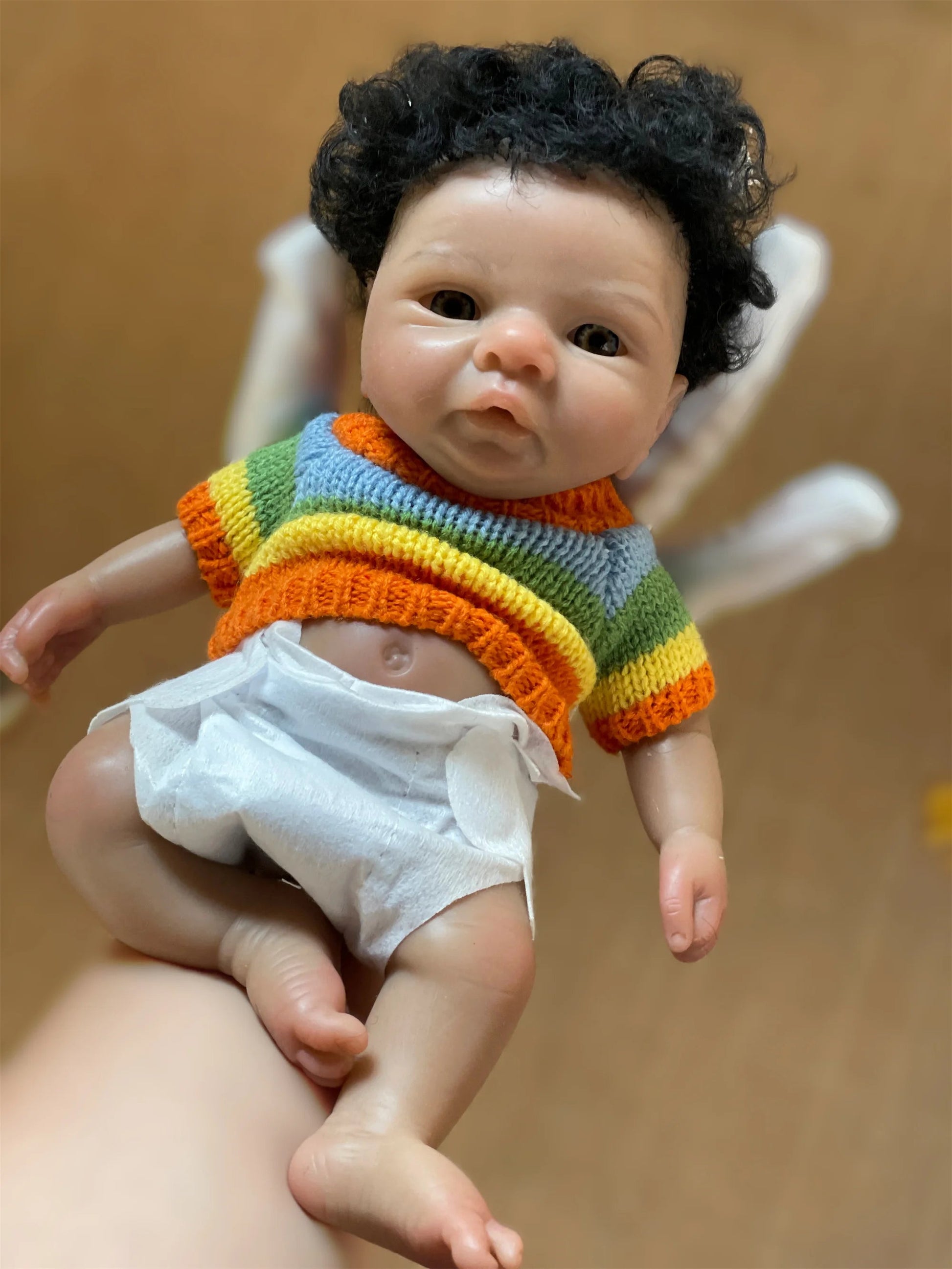 25CM Reborn Dolls Dark Skin Full Body Soft Solid Silicone Painted Realistic Newborn Dolls reborn de silicone real cuerpo lifelikesiliconereborns.com