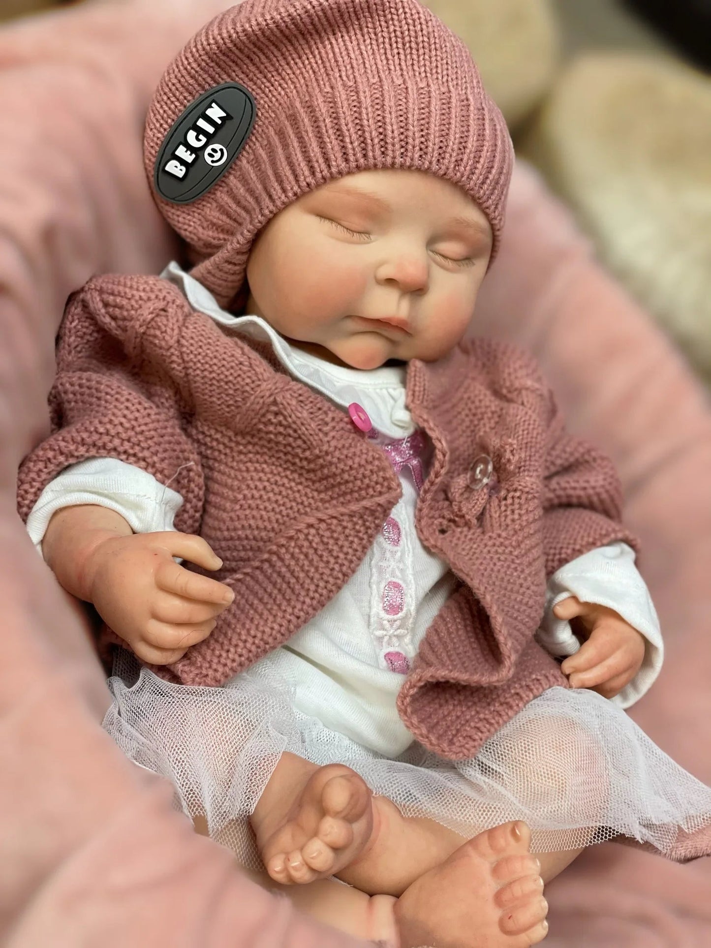 45cm Peaches Solid Silicone Bebe Reborn Girls With Sweather Outfits 3D Painted Skin Soft Touch Handmade Lifelike Newborn  Doll lifelikesiliconereborns.com