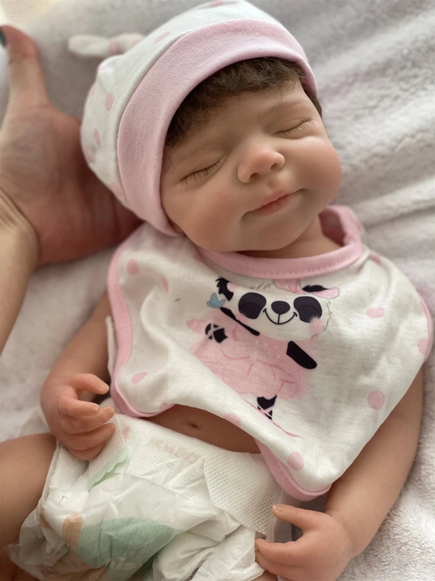 45cm Can Open Mouth Pascale Solid Silicone Bebe Reborn Girl With Rooted Hair Washable Lifelike Realistic Newborn Baby Doll lifelikesiliconereborns.com