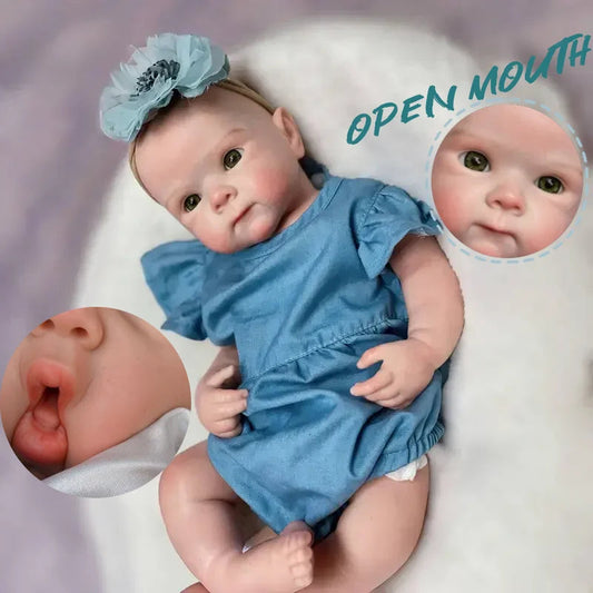 18Inch Can Open Mouth Solid Silicone BeBe Reborn Girl With Painted Skin  Corpo De Silicone Doll Soft Touch Lifelike Reborn Doll lifelikesiliconereborns.com