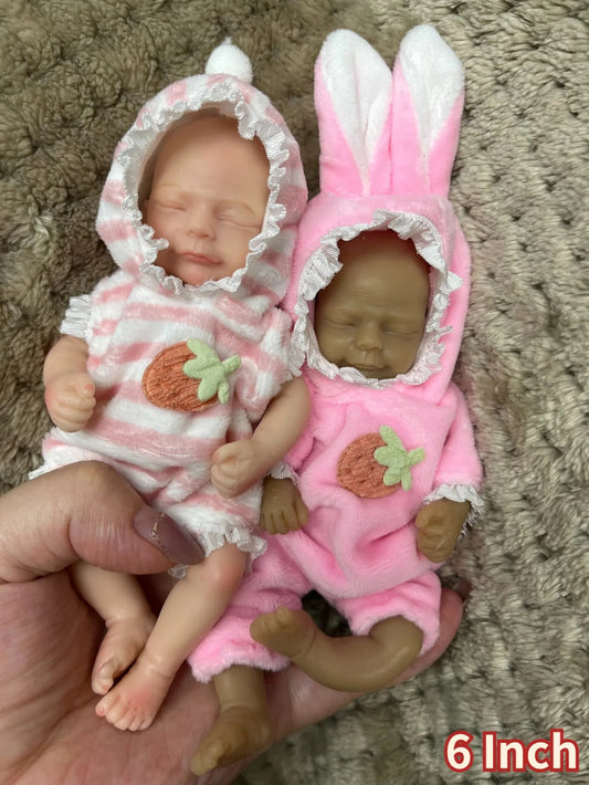 6 Inch Silicone Bebe Reborn Doll Handmade Painted Bebe Silicone Reborn Girl Doll Two Skin For Choose lifelikesiliconereborns.com