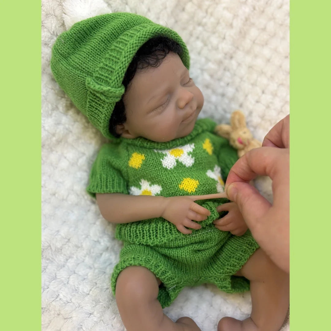 Can Open Mouth 26cm Dark Skin Pascale Full Body Silicone Bebe Reborn Girl With Rooted Hair Lifelike reales para niñas Doll lifelikesiliconereborns.com