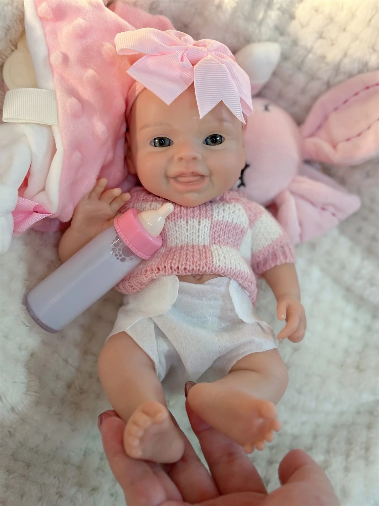 10Inch Reborn Baby Doll Girl Mini Harper Full Body Soft Solid Silicone Painted Newborn Dolls Toys For Kid's Christmas Gifts lifelikesiliconereborns.com